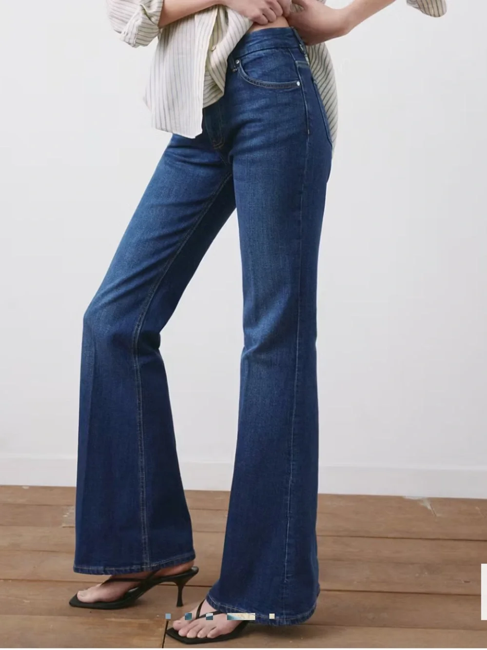 Mango Dark Blue Flare Jeans VIOLET FLARED HIGH-RISE JEANS 1193